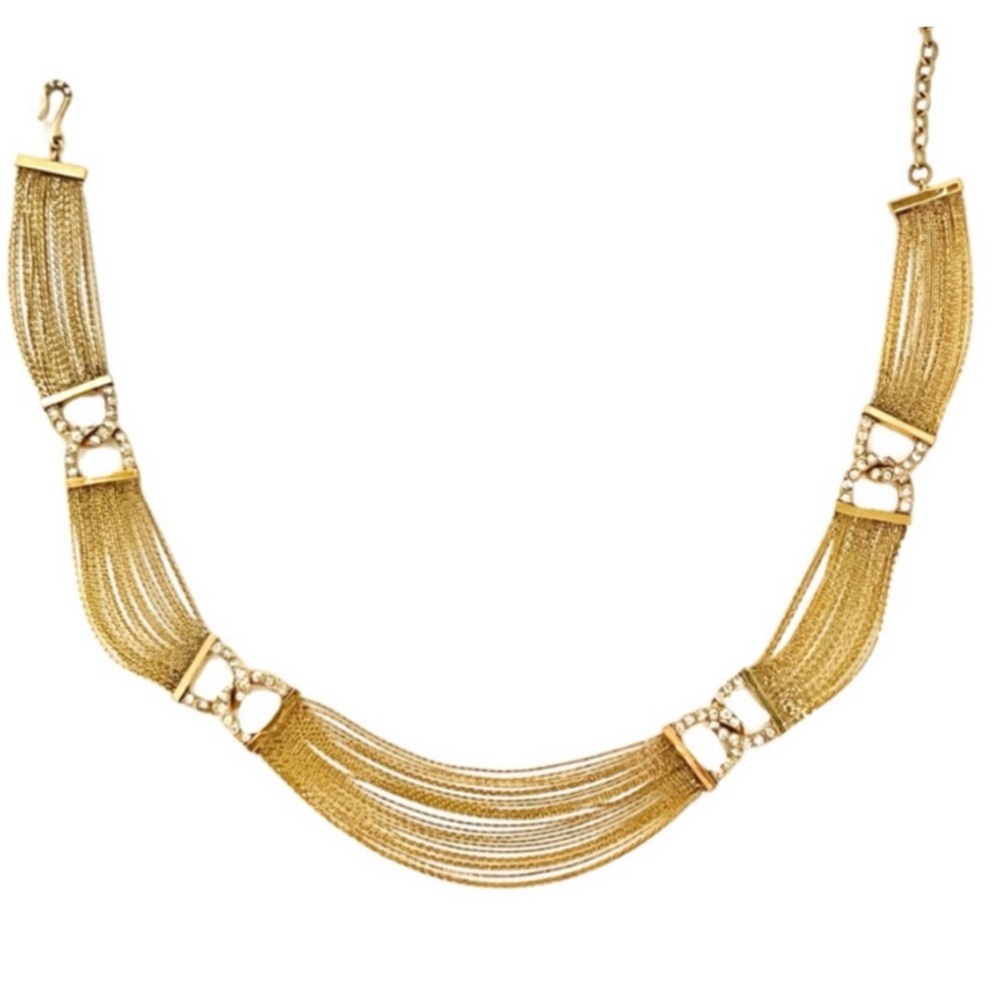 VINTAGE • Monet Chain Crystal Gemini Link Necklace